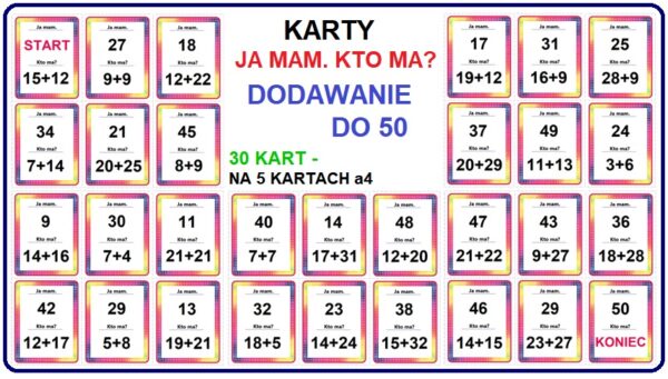 Dodawanie do 50 - pomoc dydaktyczna plik PDF