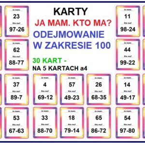 Odejmowanie w zakresie 100 - pomoc dydaktyczna plik PDF