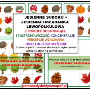 spostrzegawczość, logiczne myślenie, koncentracja, sudoku, układanka lewopółkulowa - pdf