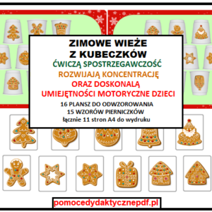 spostrzegawczość, koncentracja, budowanie wieży z kubeczków - pdf