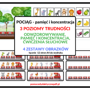 pamięć, koncentracja, odwzorowywanie, układanka lewopółkulowa , ćwiczenia słuchowe - pdf