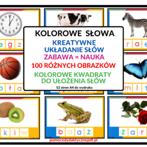 nauka czytania, kolorowe słowa - pdf