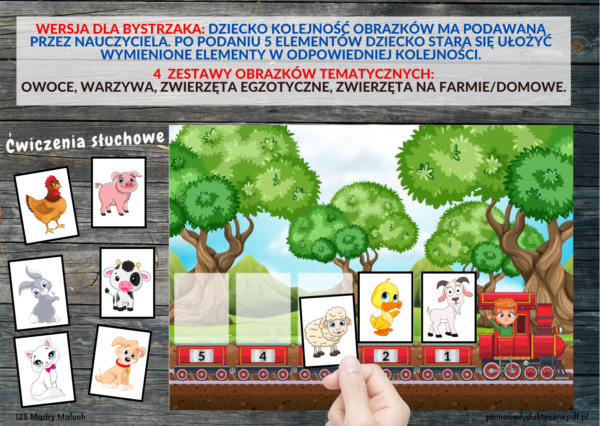 pamięć, koncentracja, odwzorowywanie, układanka lewopółkulowa , ćwiczenia słuchowe - pdf