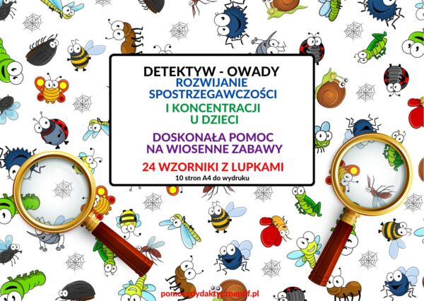 spostrzegawczość, percepcja wzrokowa, owady, zabawa w detektywa - pdf