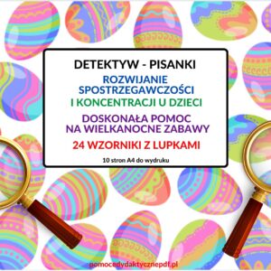 spostrzegawczość, percepcja wzrokowa, pisanki, zabawa w detektywa - pdf