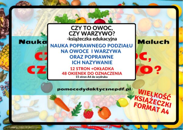 owoce, warzywa, książeczka edukacyjna - pdf