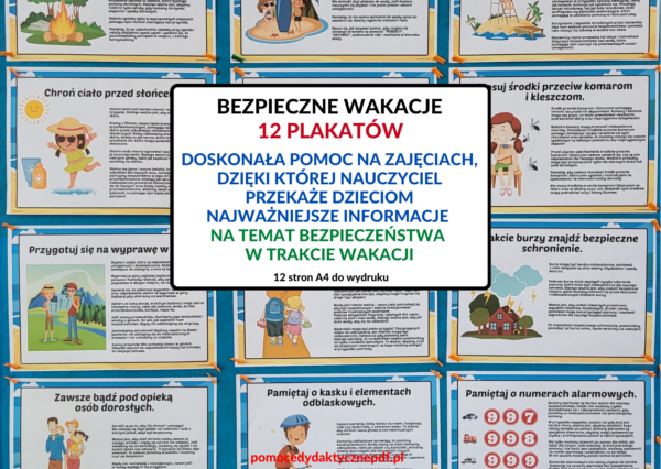 plakaty, plansze edukacyjne, bezpieczeństwo, wakacje -pdf