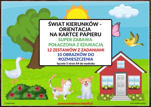 KIERUNKI, ORIENTACJA NA KARTCE PAPIERU, Pomoce dydaktyczne PDF, Nauka przez zabawę, Pomoce pdf