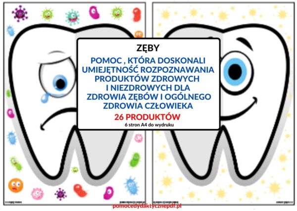 Zęby, Edukacje prozdrowotna, Pomoce dydaktyczne PDF, Nauka przez zabawę, Pomoce pdf