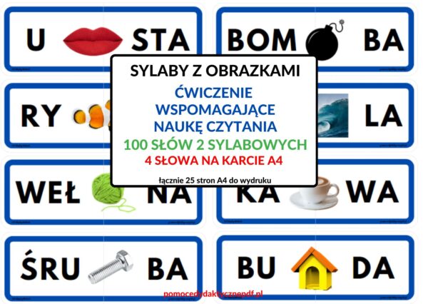 SYLAB, NAUKA CZYTANIA, Pomoce dydaktyczne PDF, Nauka przez zabawę, Pomoce pdf