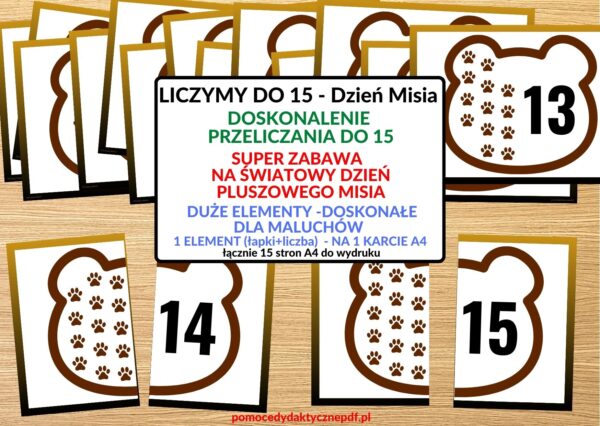 DZIEŃ MISIA, LICZENIE, MATEMATYKA, Pomoce dydaktyczne PDF, Nauka przez zabawę, Pomoce pdf