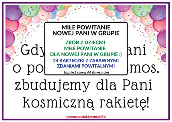 JAK POWITAĆ NOWĄ PANIĄ, NOWA PANI W PRZEDSZKOLU, PDF