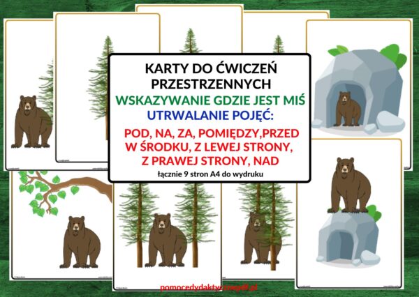 orientacja przestrzenna, nad, pod, za, pomiędzy, po lewej, po prawej, na, matematyka - pdf