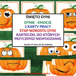 święto dyni, emocje, etap wzrostu dyni, karty pracy - pdf