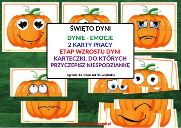 święto dyni, emocje, etap wzrostu dyni, karty pracy - pdf