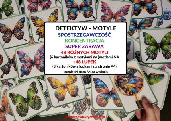 Motyle, spostrzegawczość, percepcja wzrokowa, detektyw, koncentracja - pdf