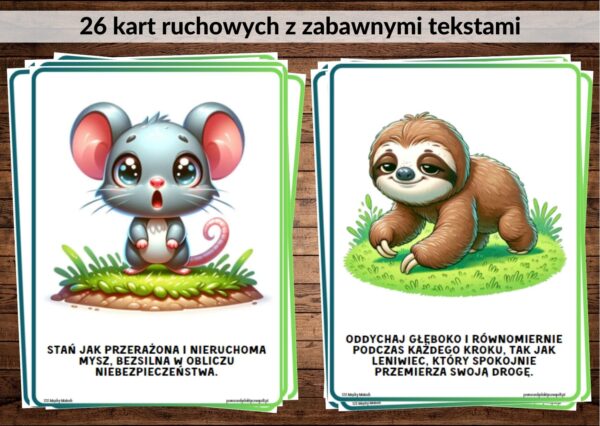 ZABAWY NAŚLADOWCZE, ZWIERZĘTA, ZABAWY RUCHOWE, KARTY RUCHOWE - PDF