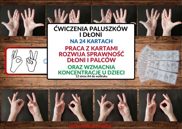 ćwiczenia dłoni i palców, wzmacnianie mięśni dłoni, wzmacnianie koncentracji, terapia ręki - pomoc pdf