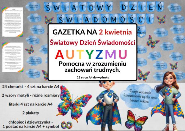 Światowy Dzień Świadomości Autyzmu, gazetka autyzm - pdf