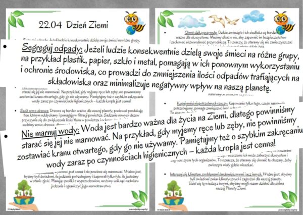 Dzień Ziemi, gazetka, ekologia, przyroda - pomoce pdf