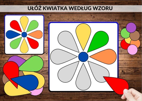 Kwiaty, spostrzegawczość, percepcja wzrokowa, układanka, koncentracja - pdf