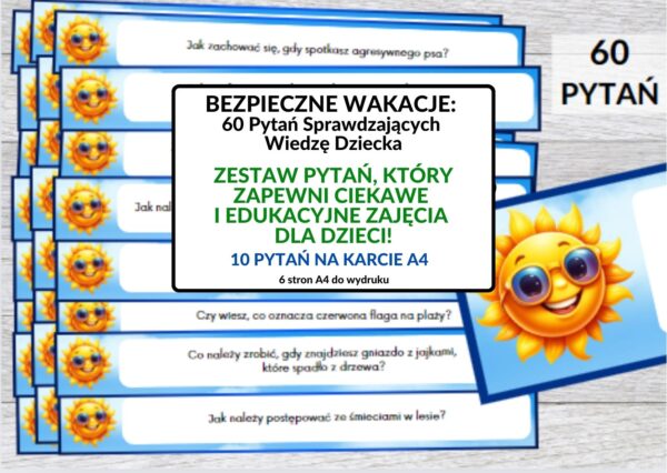 Bezpieczne wakacje, pytania dla dzieci - pdf