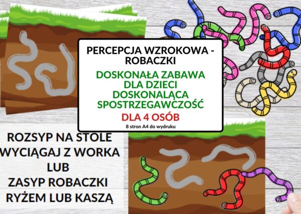 Robaczki, spostrzegawczość, percepcja wzrokowa, gra, koncentracja - pdf