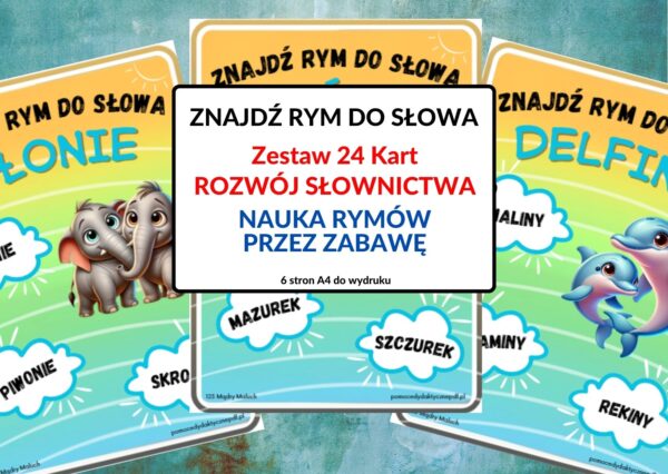 rymy, rozwój słownictwa, nauka przez zabawę - pdf