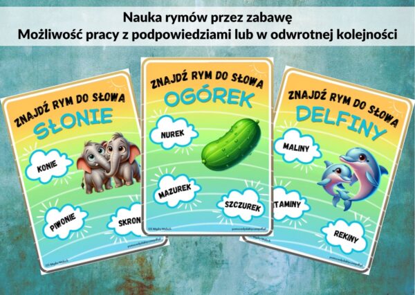 rymy, rozwój słownictwa, nauka przez zabawę - pdf