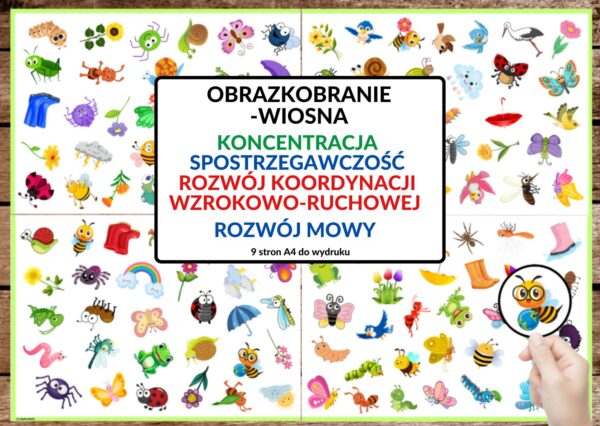 GRAPDF, OBRAZKI, WIOSNA, SPOSTRZEGAWCZOŚĆ, KONCENTRACJA, GRA DLA DZIECI - PDF