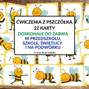 karty ruchowe, ćwiczenia z pszczółką, dzień pszczoły - pdf