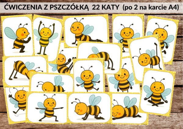 karty ruchowe, ćwiczenia z pszczółką, dzień pszczoły - pdf