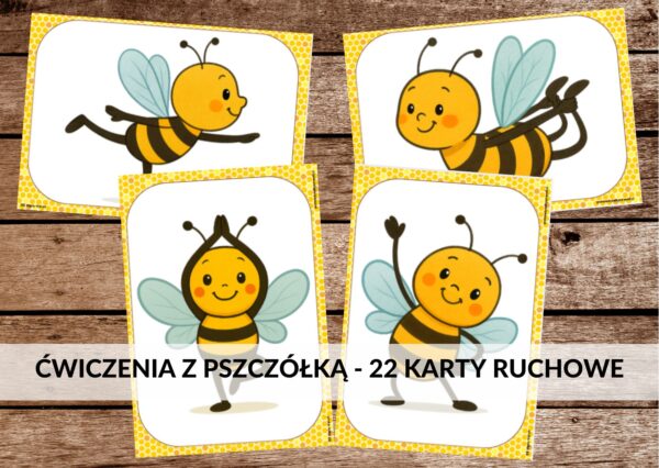 karty ruchowe, ćwiczenia z pszczółką, dzień pszczoły - pdf