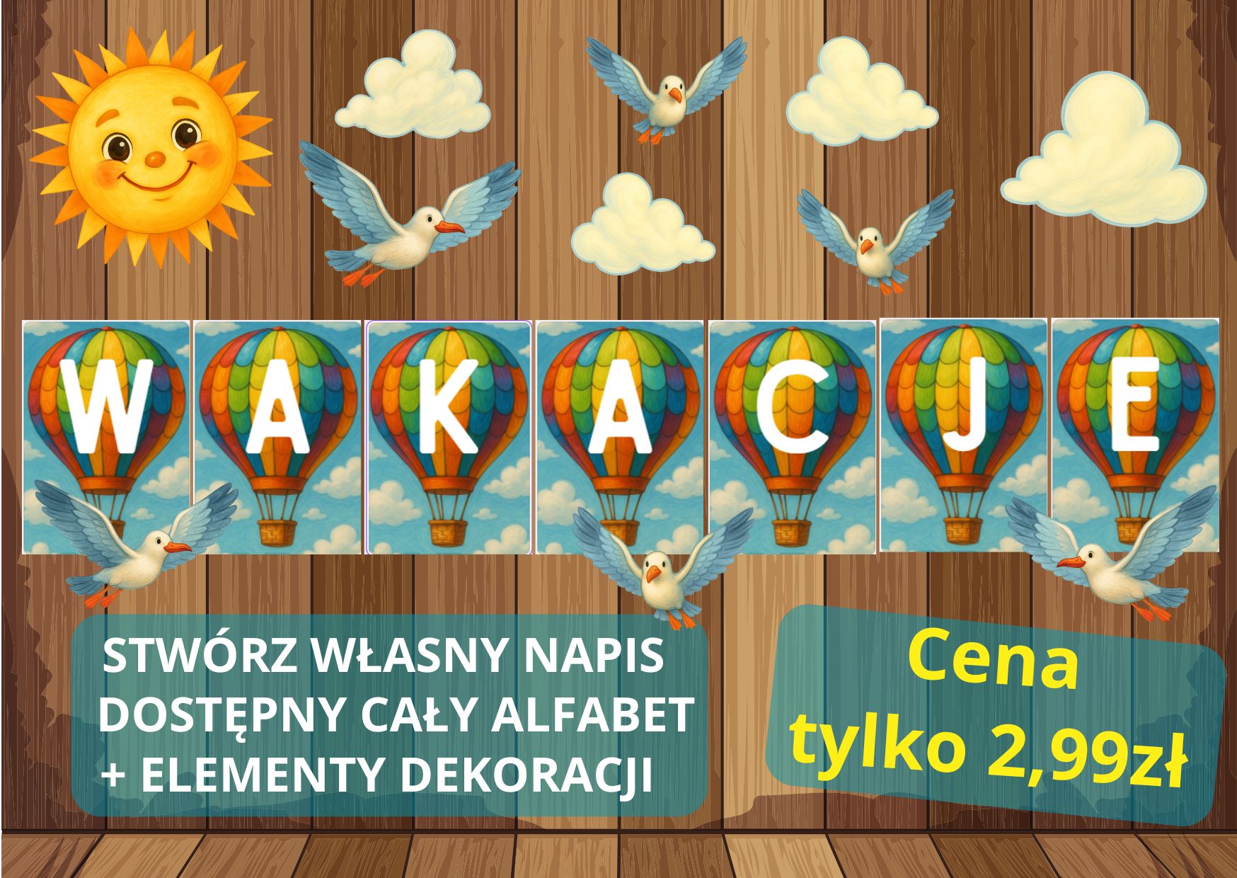 napis - wakacyjne litery - pdf