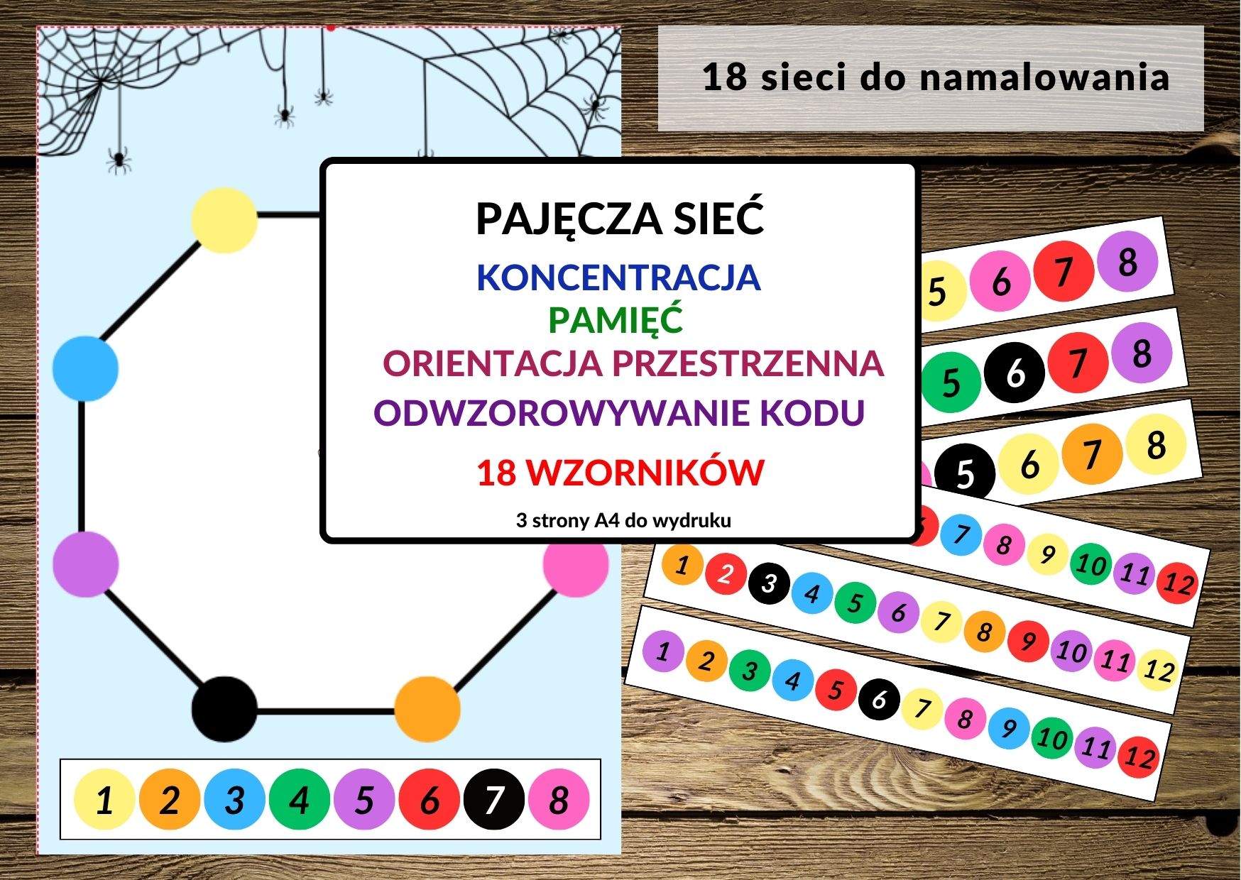 pajęcza sieć - koncentracja, pamięć orientacja przestrzenna, odwzorowywanie kodu - pdf