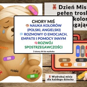 Dzień misia - kolory, nauka kolorów, pdf