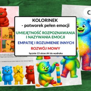 Kolorinek - potworek emocji, emocje, empatia, karty sytuacyjne - pdf