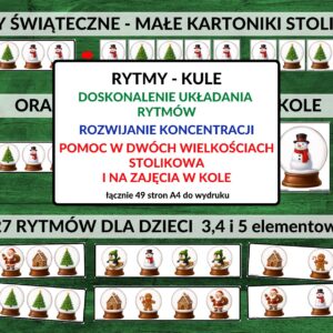 rytmy zimowe, matematyka, obrazki zimowe - pdf