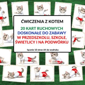 dzień kota, ćwiczenia z kotem, karty ruchowe, karty ruchowe z kotem - pdf
