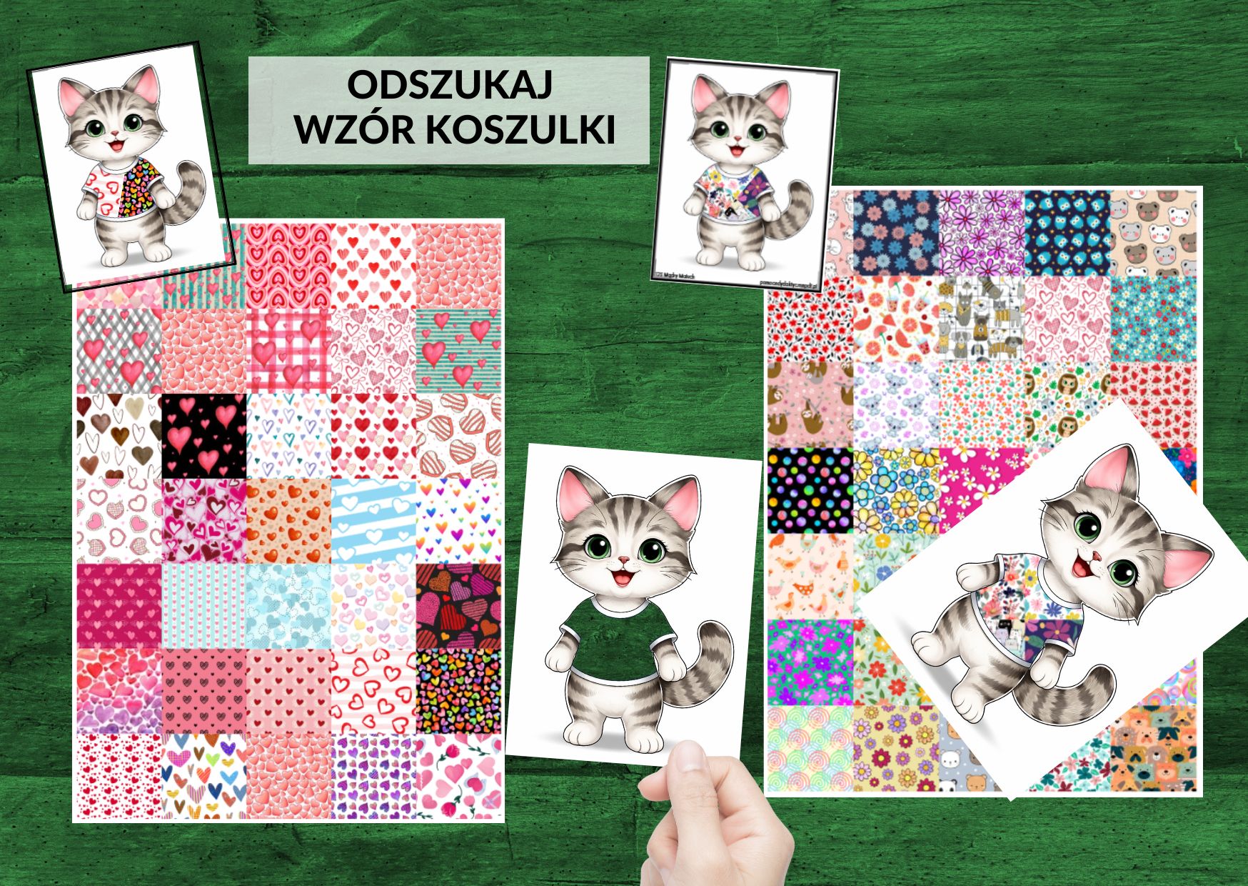 dzień kota, percepcja wzrokowa, porównywanie wzorów, spostrzegawczość - pdf