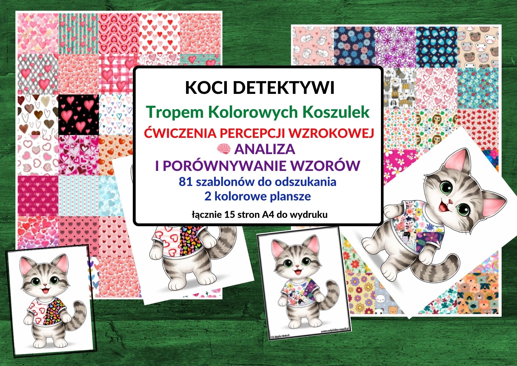 dzień kota, percepcja wzrokowa, porównywanie wzorów, spostrzegawczość - pdf