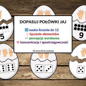 edukacja matematyczna, przeliczanie do 12, jaja wielkanocne - pdf
