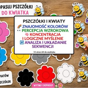 dzień pszczoły pomoce, pszczoły, nauka kolorów - pdf
