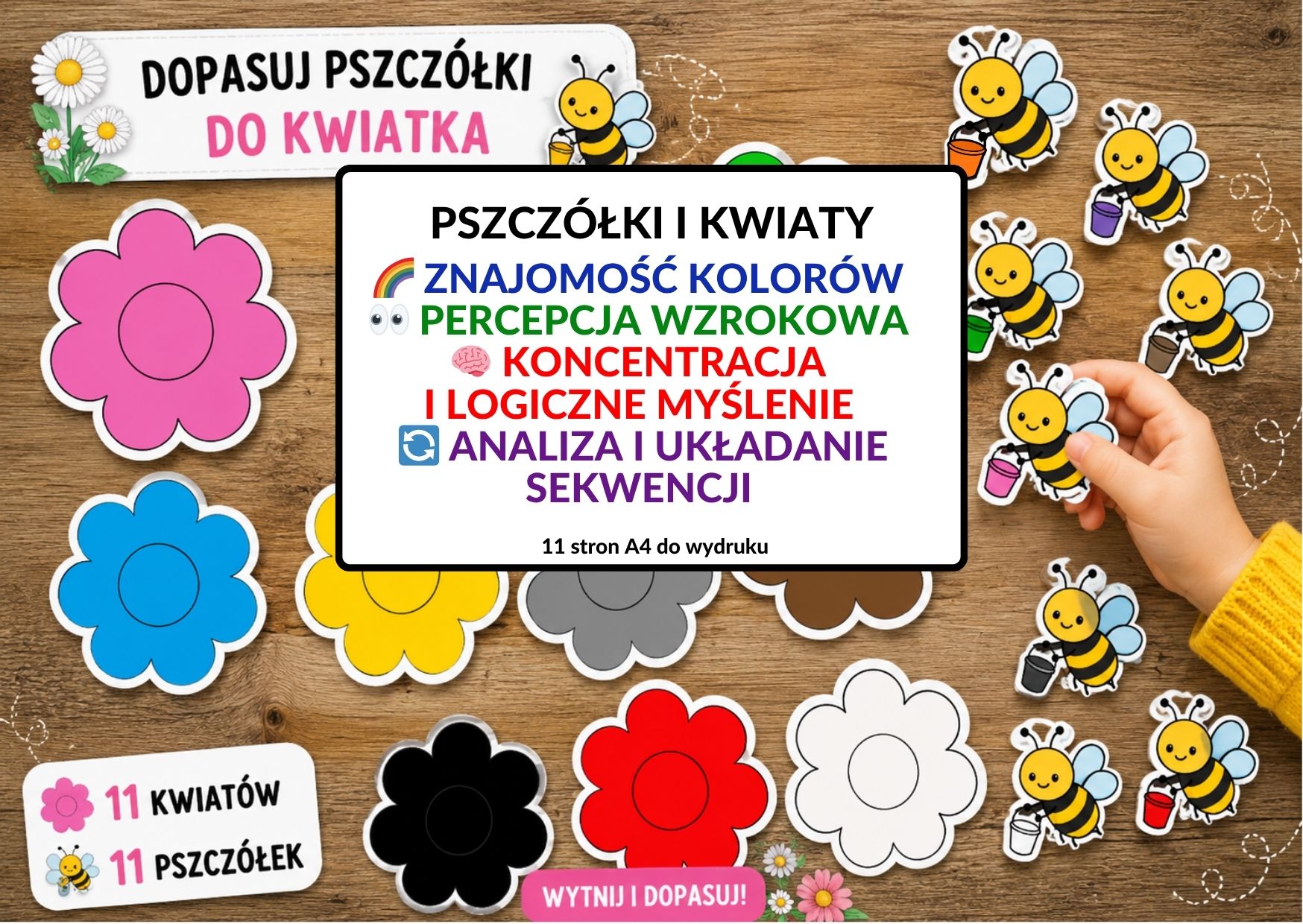 dzień pszczoły pomoce, pszczoły, nauka kolorów - pdf