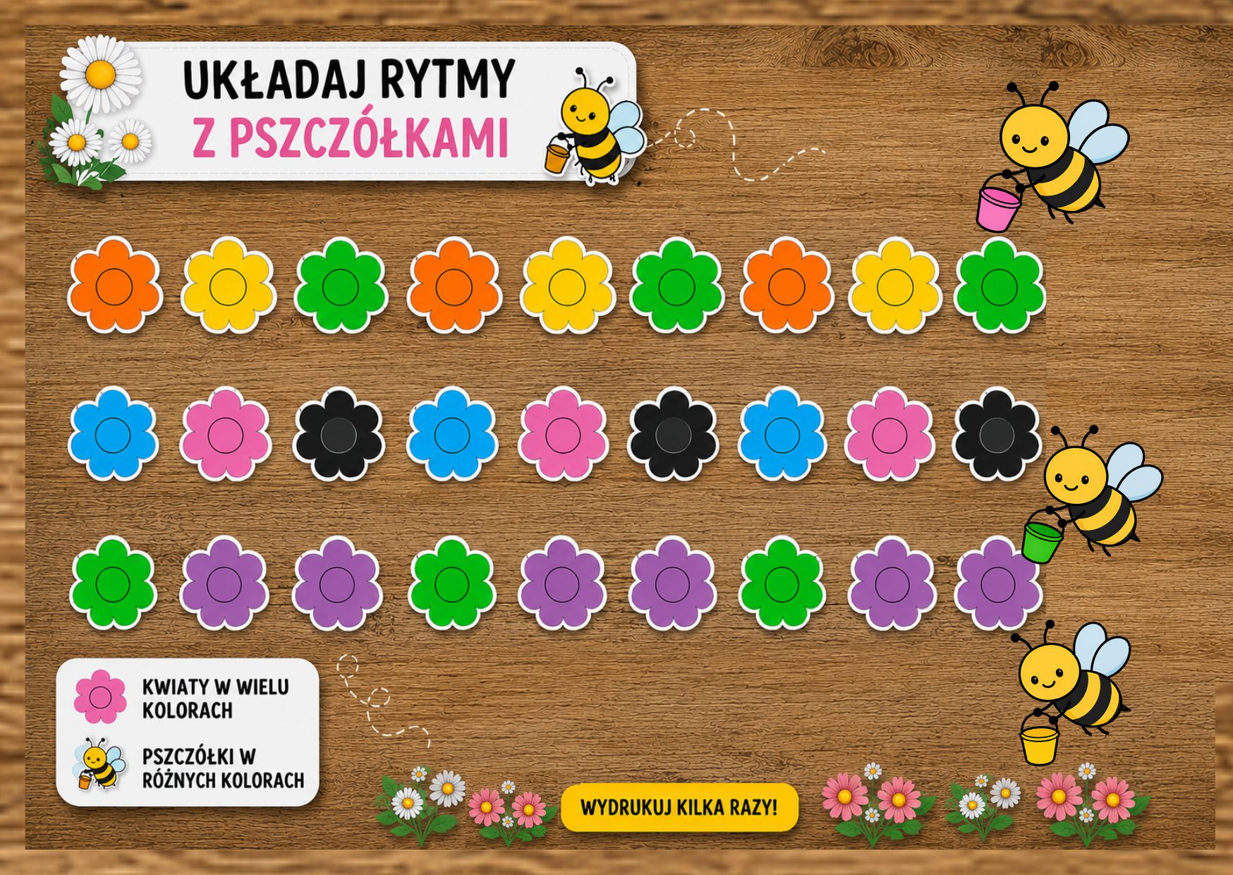 dzień pszczoły pomoce, pszczoły, nauka kolorów - pdf