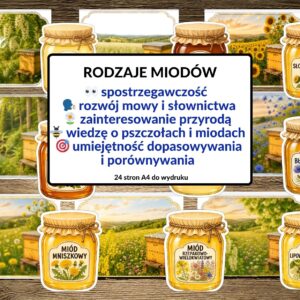 dzień pszczoły, miody, rodzaje miodów, zajęcia przyrodnicze - pdf