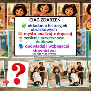 CIĄG ZDARZEŃ, historyjki obrazkowe, myślenie przyczynowo - skutkowe, logiczne myślenie - pdf